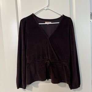 Madewell Deep Brown Wrap Blouse